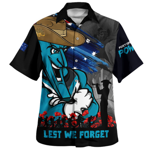 Port Adelaide Hawaiian Shirt ANZAC Inspired Football Fan Memorial Design