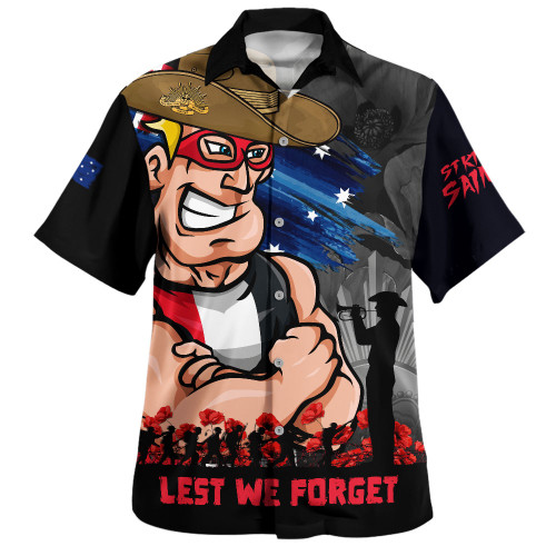 St Kilda Hawaiian Shirt ANZAC Inspired Football Fan Memorial Design