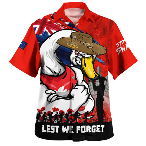 Sydney Swans Hawaiian Shirt ANZAC Inspired Football Fan Memorial Design