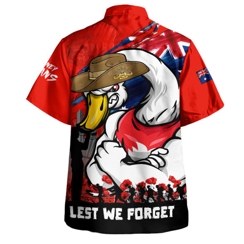 Sydney Swans Hawaiian Shirt ANZAC Inspired Football Fan Memorial Design