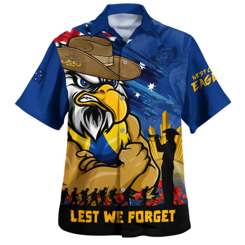 West Coast Eagles Hawaiian Shirt ANZAC Inspired Football Fan Memorial Design