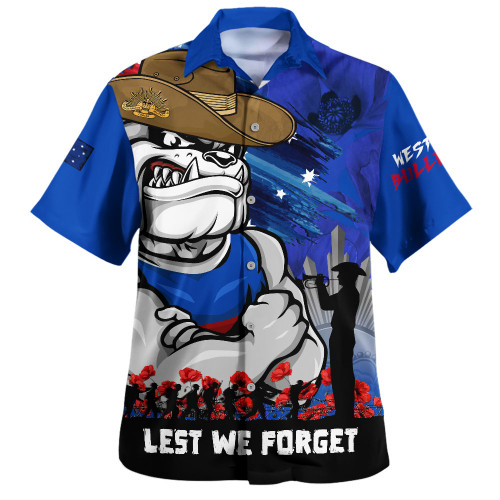 Western Bulldogs Hawaiian Shirt ANZAC Inspired Football Fan Memorial Design