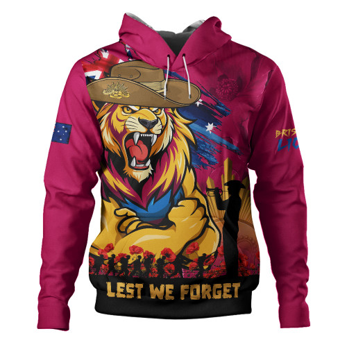 Brisbane Lions Hoodie ANZAC Inspired Football Fan Memorial Design