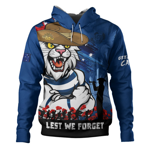 Geelong Cats Hoodie ANZAC Inspired Football Fan Memorial Design