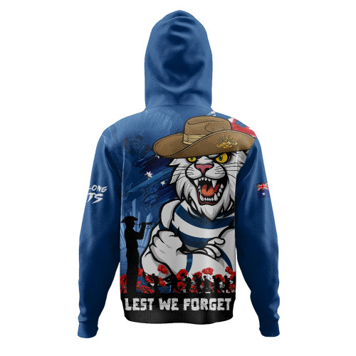 Geelong Cats Hoodie ANZAC Inspired Football Fan Memorial Design