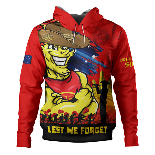 Gold Coast SUNS Hoodie ANZAC Inspired Football Fan Memorial Design
