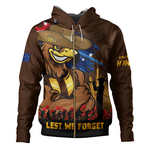 Hawthorn Hoodie ANZAC Inspired Football Fan Memorial Design