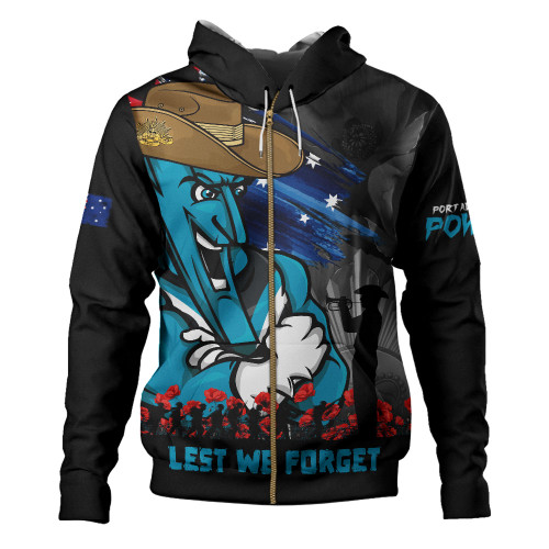 Port Adelaide Hoodie ANZAC Inspired Football Fan Memorial Design