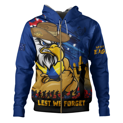 West Coast Eagles Hoodie ANZAC Inspired Football Fan Memorial Design