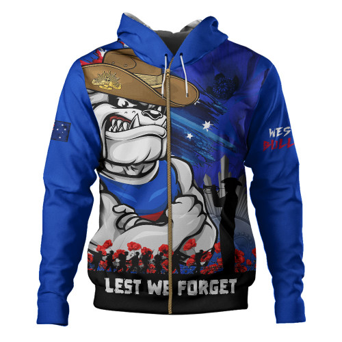 Western Bulldogs Hoodie ANZAC Inspired Football Fan Memorial Design