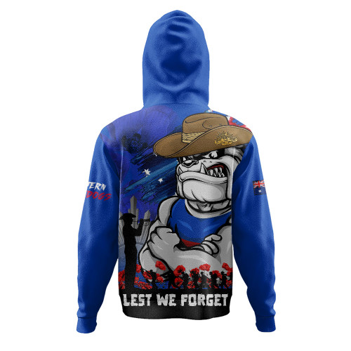 Western Bulldogs Hoodie ANZAC Inspired Football Fan Memorial Design