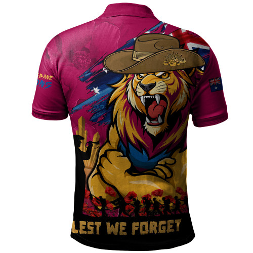Brisbane Lions Polo Shirt ANZAC Inspired Football Fan Memorial Design