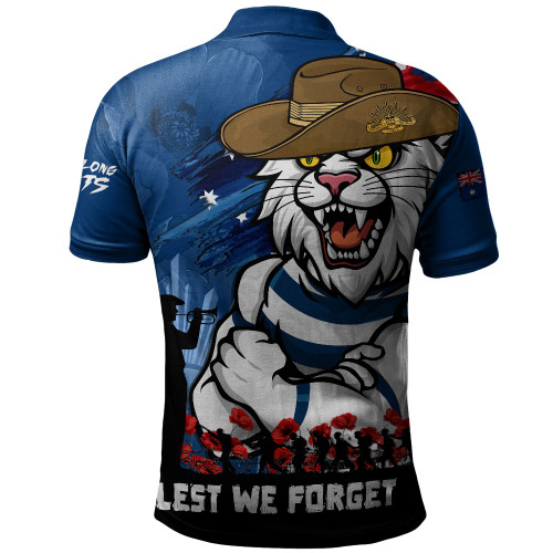 Geelong Cats Polo Shirt ANZAC Inspired Football Fan Memorial Design