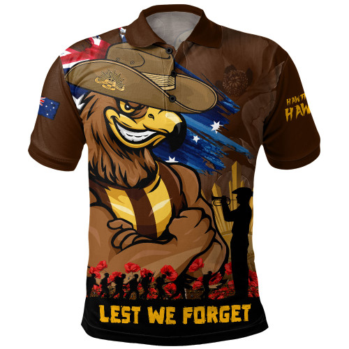 Hawthorn Polo Shirt ANZAC Inspired Football Fan Memorial Design