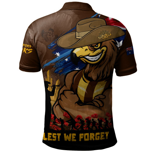 Hawthorn Polo Shirt ANZAC Inspired Football Fan Memorial Design