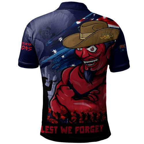 Melbourne Polo Shirt ANZAC Inspired Football Fan Memorial Design