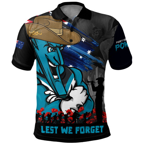 Port Adelaide Polo Shirt ANZAC Inspired Football Fan Memorial Design