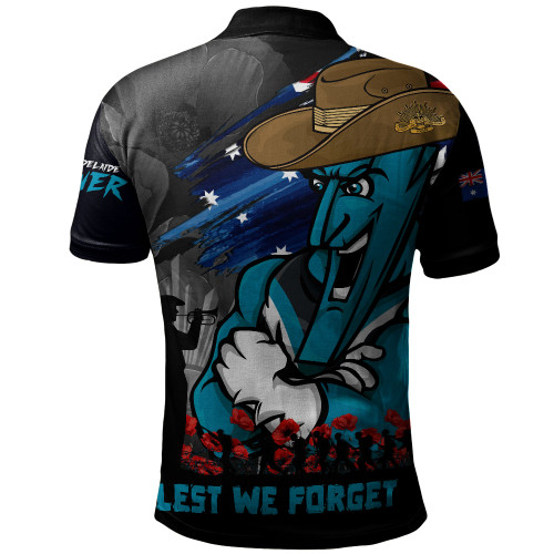 Port Adelaide Polo Shirt ANZAC Inspired Football Fan Memorial Design