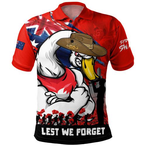 Sydney Swans Polo Shirt ANZAC Inspired Football Fan Memorial Design