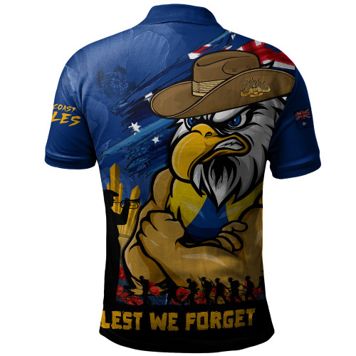 West Coast Eagles Polo Shirt ANZAC Inspired Football Fan Memorial Design