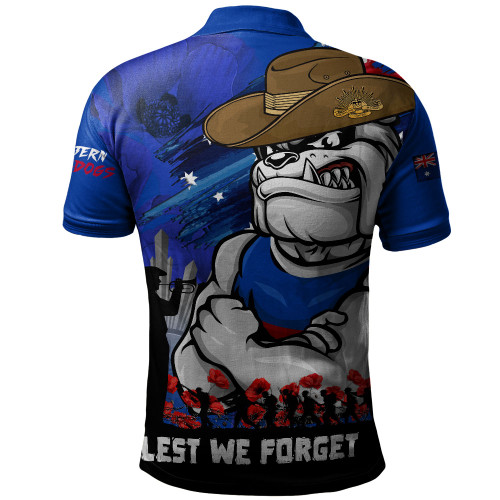 Western Bulldogs Polo Shirt ANZAC Inspired Football Fan Memorial Design