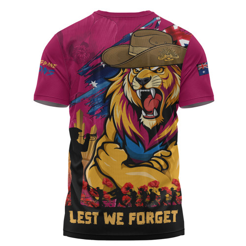 Brisbane Lions T-Shirt ANZAC Inspired Football Fan Memorial Design