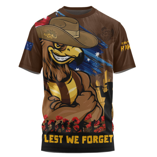 Hawthorn T-Shirt ANZAC Inspired Football Fan Memorial Design