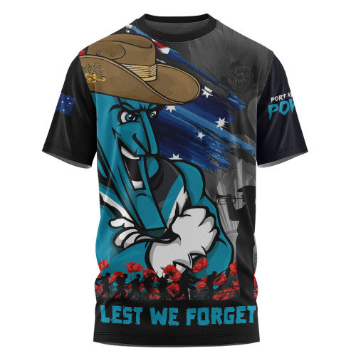 Port Adelaide T-Shirt ANZAC Inspired Football Fan Memorial Design