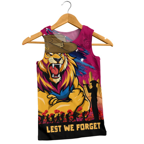 Brisbane Lions Men Singlet ANZAC Inspired Football Fan Memorial Design