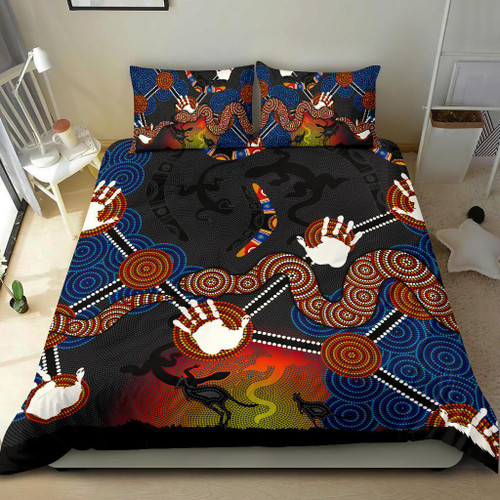 Australia Aboriginal Bedding Set - Australian Boomerang and Snake Indigenous Art