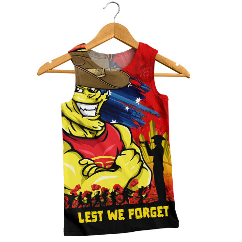 Gold Coast SUNS Men Singlet ANZAC Inspired Football Fan Memorial Design