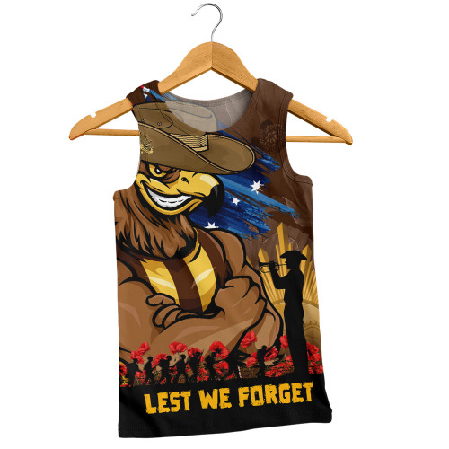 Hawthorn Men Singlet ANZAC Inspired Football Fan Memorial Design