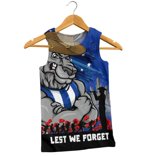 North Melbourne Men Singlet ANZAC Inspired Football Fan Memorial Design
