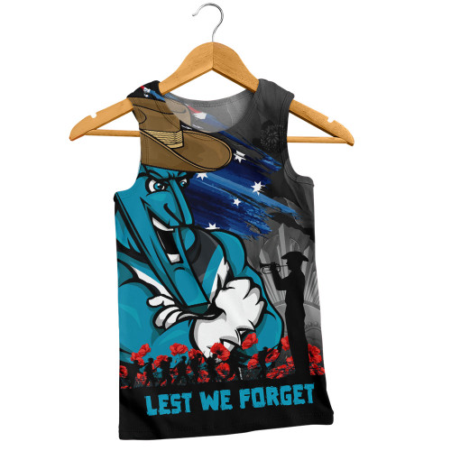 Port Adelaide Men Singlet ANZAC Inspired Football Fan Memorial Design