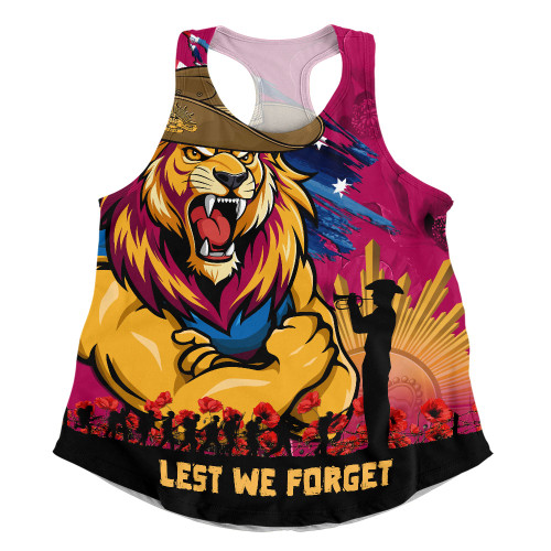 Brisbane Lions Women Racerback Singlet ANZAC Inspired Football Fan Memorial Design