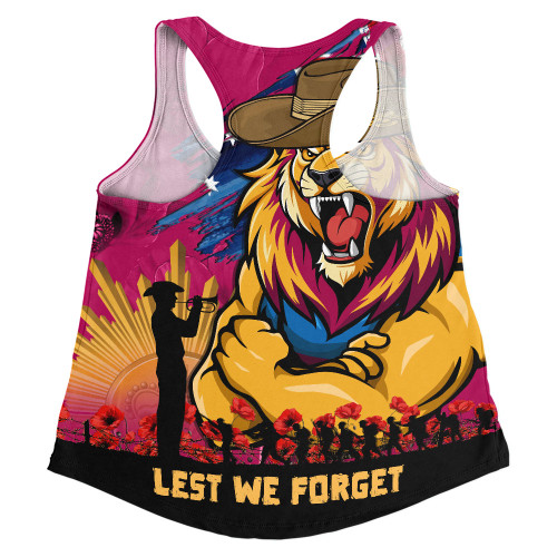 Brisbane Lions Women Racerback Singlet ANZAC Inspired Football Fan Memorial Design