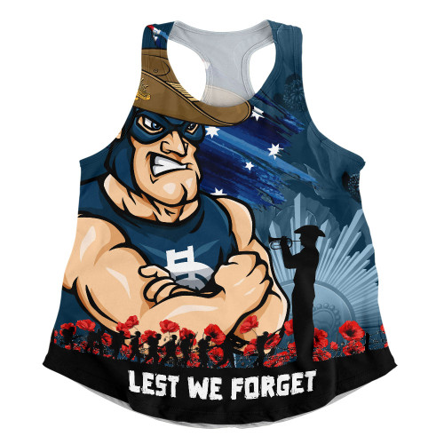 Carlton Women Racerback Singlet ANZAC Inspired Football Fan Memorial Design