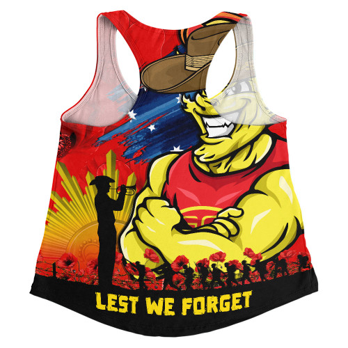 Gold Coast SUNS Women Racerback Singlet ANZAC Inspired Football Fan Memorial Design