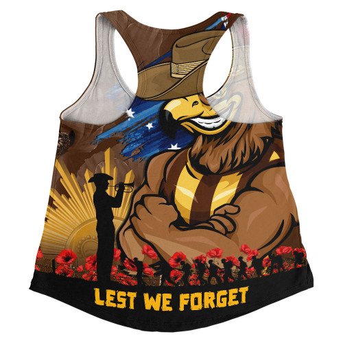 Hawthorn Women Racerback Singlet ANZAC Inspired Football Fan Memorial Design