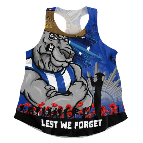 North Melbourne Women Racerback Singlet ANZAC Inspired Football Fan Memorial Design