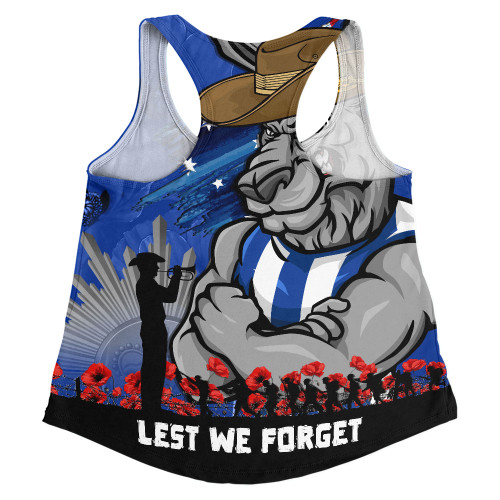 North Melbourne Women Racerback Singlet ANZAC Inspired Football Fan Memorial Design