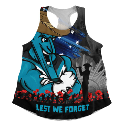Port Adelaide Women Racerback Singlet ANZAC Inspired Football Fan Memorial Design