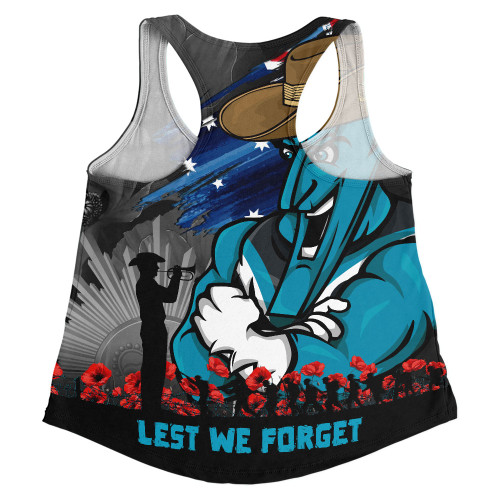 Port Adelaide Women Racerback Singlet ANZAC Inspired Football Fan Memorial Design