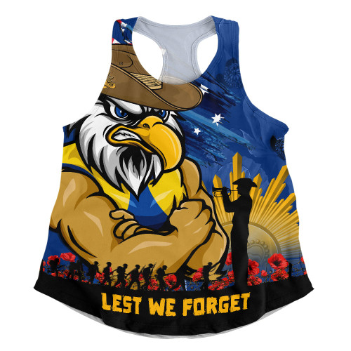 West Coast Eagles Women Racerback Singlet ANZAC Inspired Football Fan Memorial Design