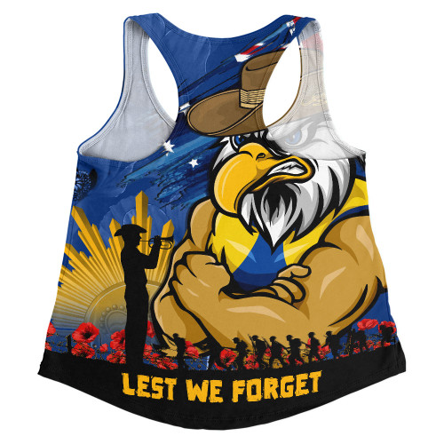 West Coast Eagles Women Racerback Singlet ANZAC Inspired Football Fan Memorial Design
