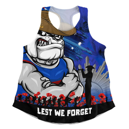 Western Bulldogs Women Racerback Singlet ANZAC Inspired Football Fan Memorial Design