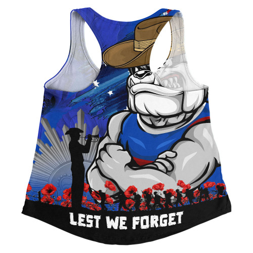 Western Bulldogs Women Racerback Singlet ANZAC Inspired Football Fan Memorial Design