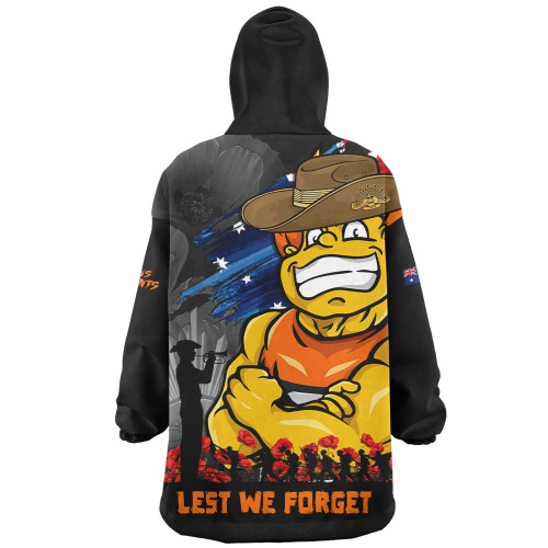 GWS GIANTS Snug Hoodie ANZAC Inspired Football Fan Memorial Design