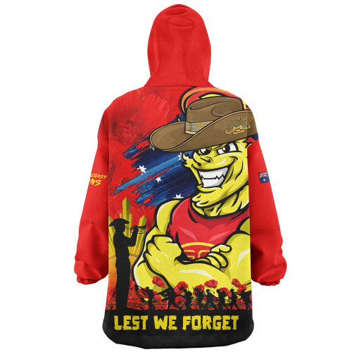 Gold Coast SUNS Snug Hoodie ANZAC Inspired Football Fan Memorial Design