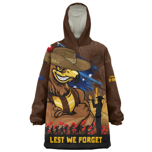 Hawthorn Snug Hoodie ANZAC Inspired Football Fan Memorial Design